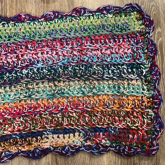 Vintage handmade crocheted afghan blanket bed throw 64 x 23 Inches - Picture 11 of 13